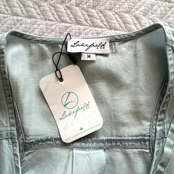 NWT Lakefield&Co Tencel Vintage Denim Look Shorts Romper Size Medium - Picture 8 of 14